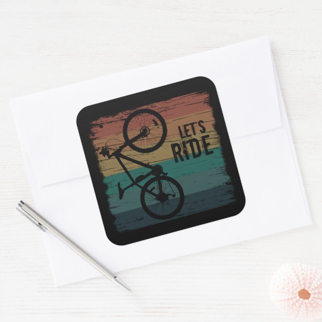 Mountain biking vintage square sticker (Envelope)