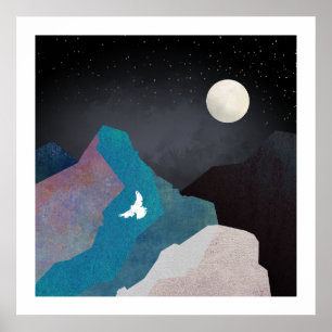 Mountain Bird Landscape Poster