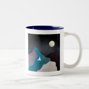 Mountain Bird Landscape Two-Tone Coffee Mug