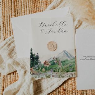 Mountain Blooms   Elegant Vellum Overlay Vellum Invitations