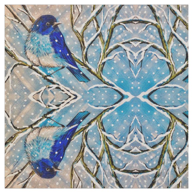Mountain Bluebird in Snow Fabric (Swatch)