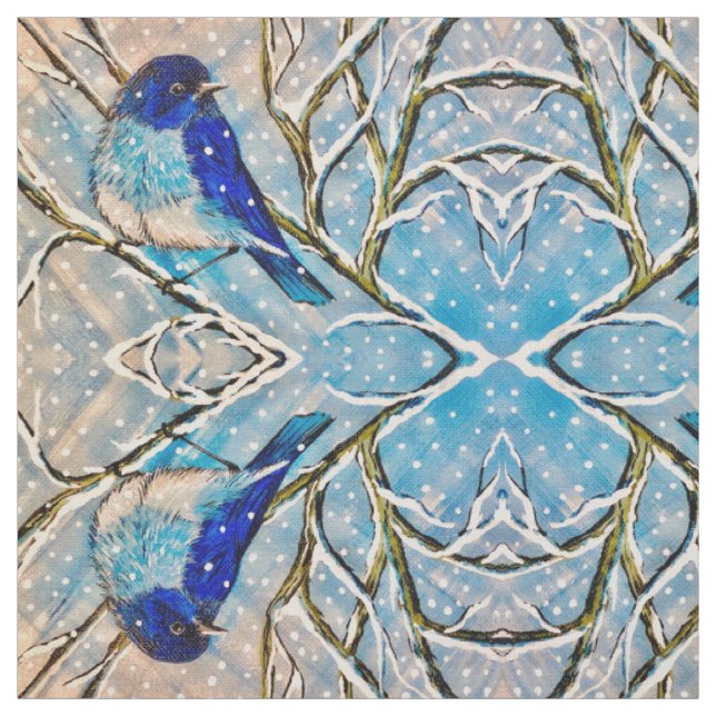 Mountain Bluebird Watching the Snow Fabric (Swatch)
