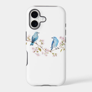 Mountain Bluebirds on Sakura Branch