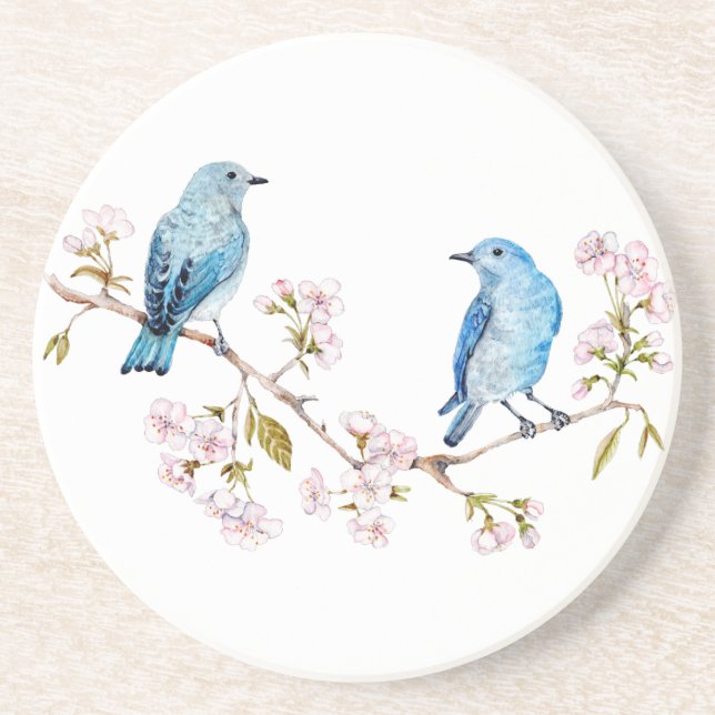 Mountain Bluebirds on Sakura Branch Coaster (Front)