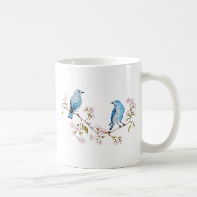 Mountain Bluebirds on Sakura Branch Coffee Mug (Right)