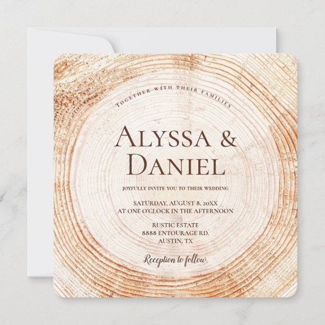 Mountain Boho Wood Rustic Wedding Invitation (Front)