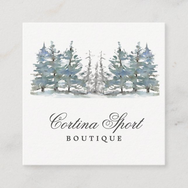 Mountain boutique shop forest elegant square business card (Front)