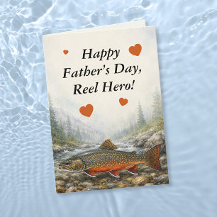 Mountain Brook Trout Reel Hero FishingFather’s Day Card
