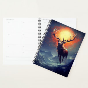 Mountain Buck Running From Blazing Fire Planner