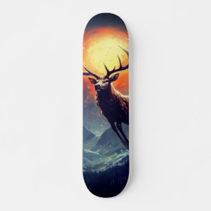 Mountain Buck Running From Blazing Fire   Skateboard