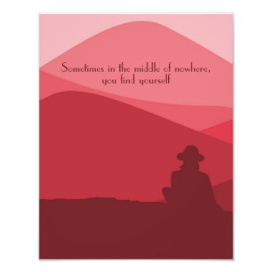 Mountain Burgundy Landscape with Modern Quote  Photo Print