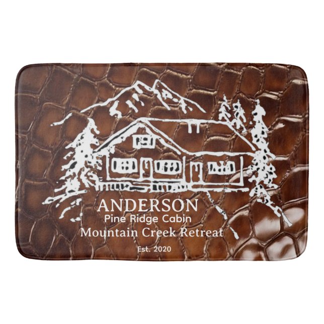 Mountain Cabin Faux Crocodile Leather Doormat Bath Mat (Front)
