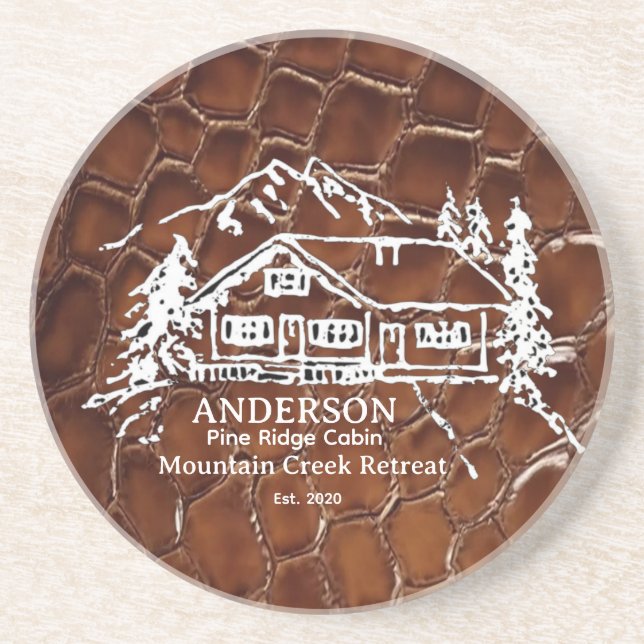 Mountain Cabin Faux Crocodile Leather Doormat Coaster (Front)