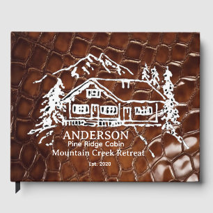 Mountain Cabin Faux Crocodile Leather Doormat Guest Book