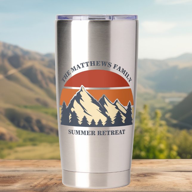 Mountain Cabin Sunset Personalised Vacation Insulated Tumbler (Creator Uploaded)