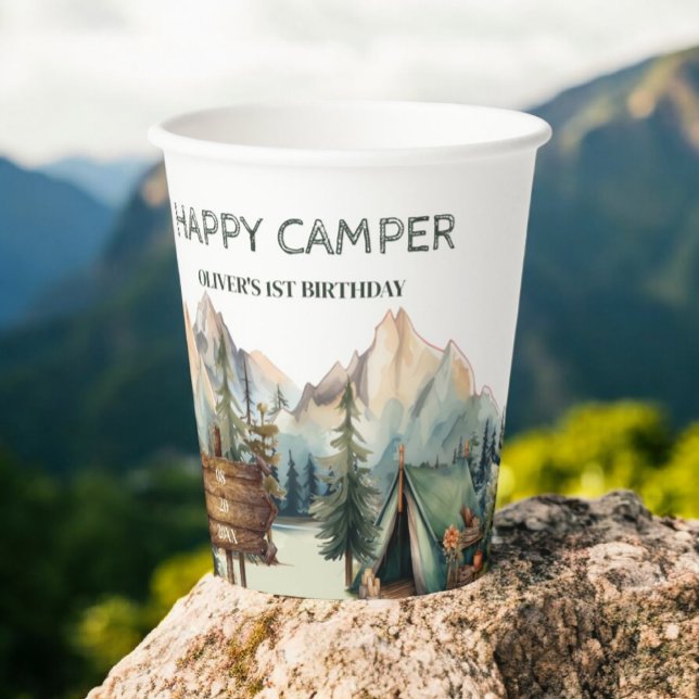 Mountain Camper Adventure Birthday Paper Cups (Creator Uploaded)
