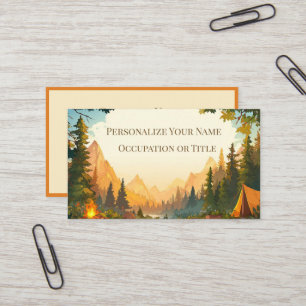 Mountain Camping Adventure – Modern Outdoor Nature Business Card