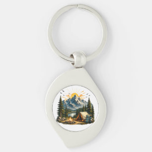 Mountain Camping Adventure Sunset Nature T-shirt Key Ring