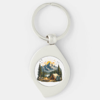 Mountain Camping Adventure Sunset Nature T-shirt Key Ring
