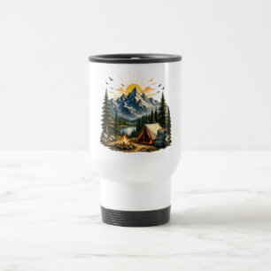 Mountain Camping Adventure Sunset Nature T-shirt Travel Mug