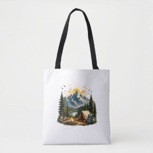 Mountain Camping Adventure Sunset Nature  Tote Bag