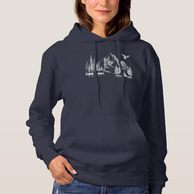 Mountain Camping Adventure Wilderness Nature Hoodie (Front)