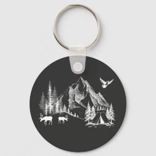 Mountain Camping Adventure Wilderness Nature Key Ring