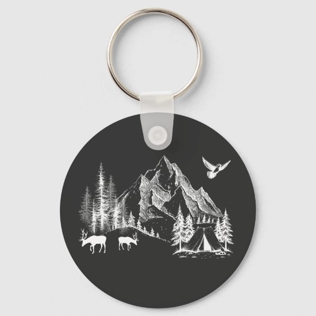 Mountain Camping Adventure Wilderness Nature Key Ring (Front)