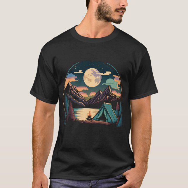 Mountain Camping At Night T-Shirt (Front)