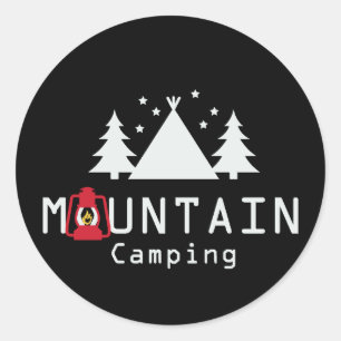mountain camping classic round sticker