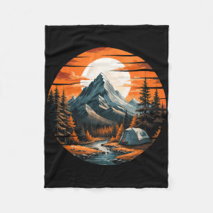 Mountain Camping Hiking Outdoor Nature Forest Mens Fleece Blanket