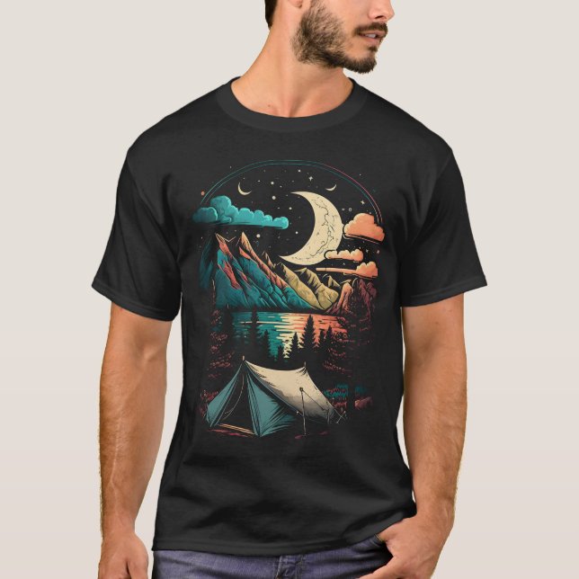 Mountain Camping Landscape T-Shirt (Front)