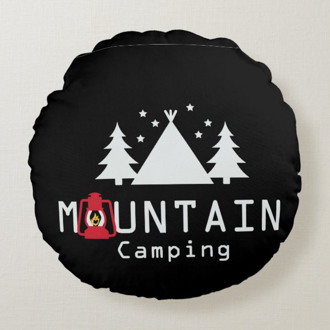 mountain camping round cushion (Front)