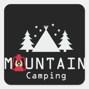 mountain camping square sticker
