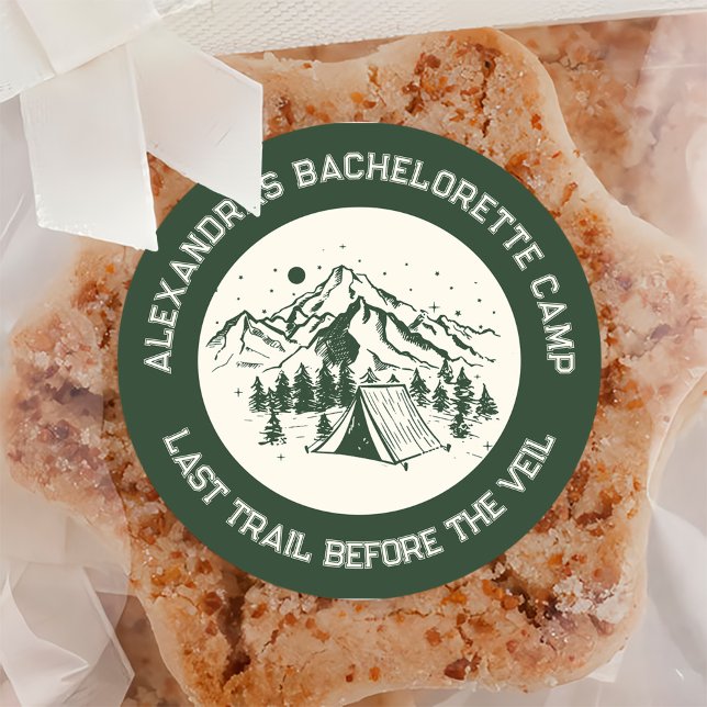 Mountain Camping Weekend Bachelorette Classic Round Sticker (Creator Uploaded)