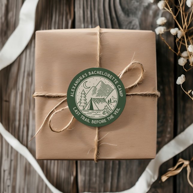Mountain Camping Weekend Bachelorette  Classic Round Sticker (Mountain Camping Weekend Bachelorette Classic Round Sticker)