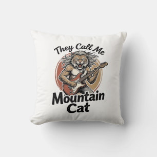 Mountain Cat Vintage Engraving Rock Graphic Tee_1 Cushion