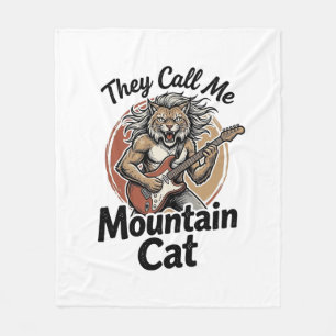 Mountain Cat Vintage Engraving Rock Graphic Tee_1 Fleece Blanket