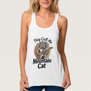 Mountain Cat Vintage Engraving Rock Graphic Tee_1 Singlet