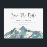 Mountain Celebration Save The Date Postcard<br><div class="desc">This modern rustic save the date postcard features a watercolor mountain, paired with modern brush script. Perfect for a forest or mountain themed wedding. The reverse side features your return address with room for any additional details that you would like to provide your guests with. Be sure to visit my...</div>