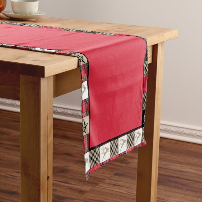 Mountain Christmas patchwork Medium Table Runner (In Situ)
