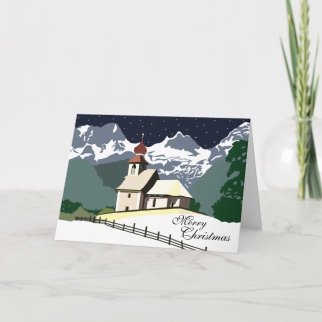 Mountain Church Christmas Holiday Card (Front)