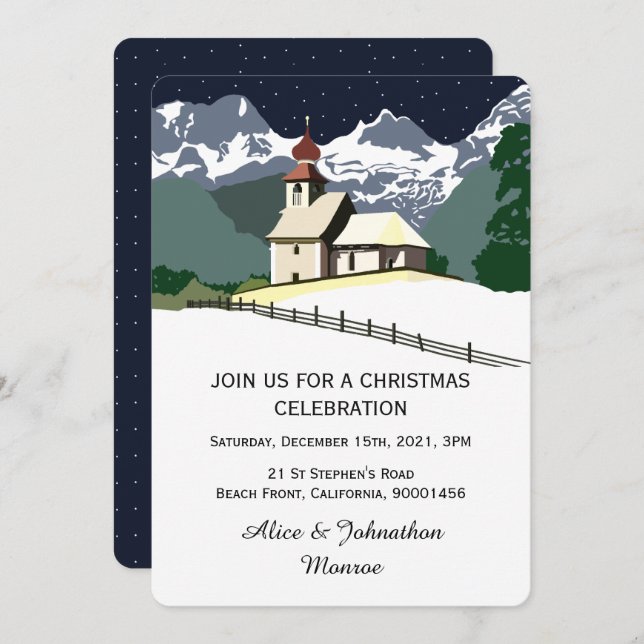 Mountain Church Christmas Party Invitation (Front/Back)
