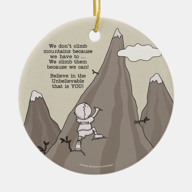 Mountain Climber Ceramic Tree Decoration (Front)