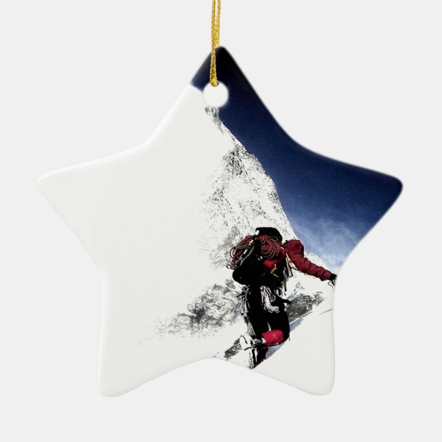 Mountain Climber Extreme Sports Ceramic Tree Decoration (Front)