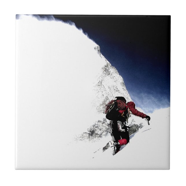 Mountain Climber Extreme Sports Motivational Tile (Front)