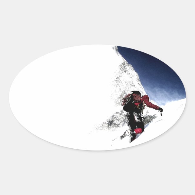 Mountain Climber Extreme Sports Oval Sticker (Front)