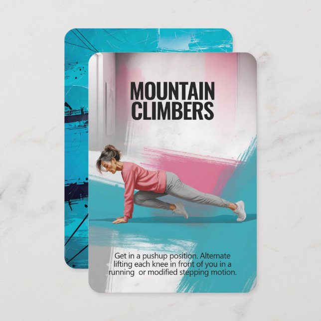 Mountain Climbers Fitness Card with Blue Backing (Front/Back)