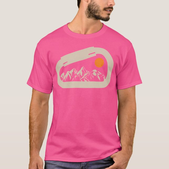 Mountain Climbing Carabiner Sunset Baseball  Sleev T-Shirt (Front)