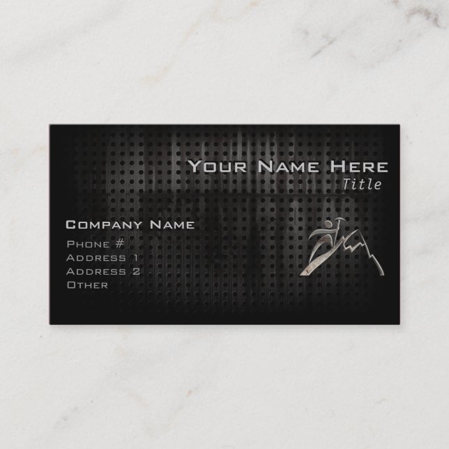 Mountain Climbing; Cool Black Business Card (Front)